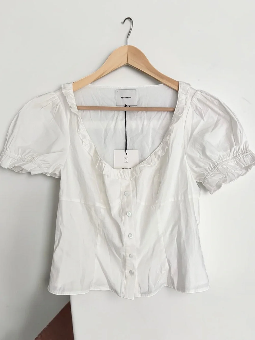 NWT Reformation Janell White Top & Skirt Matching Set Size 6 Cotton